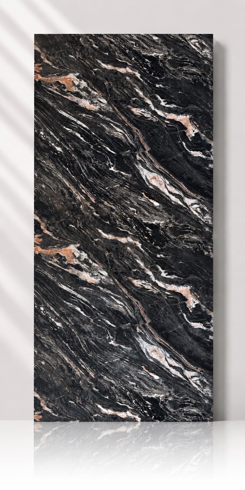 Roman Rose Black Marble Panel — detail