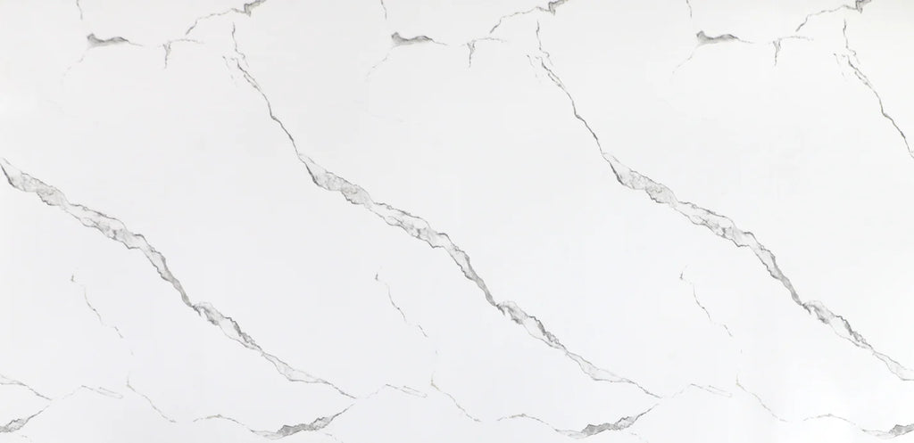 Calacatta Manhattan - White Marble Bamboo Veneer Panels with Gray Veins - 8x4 Feet