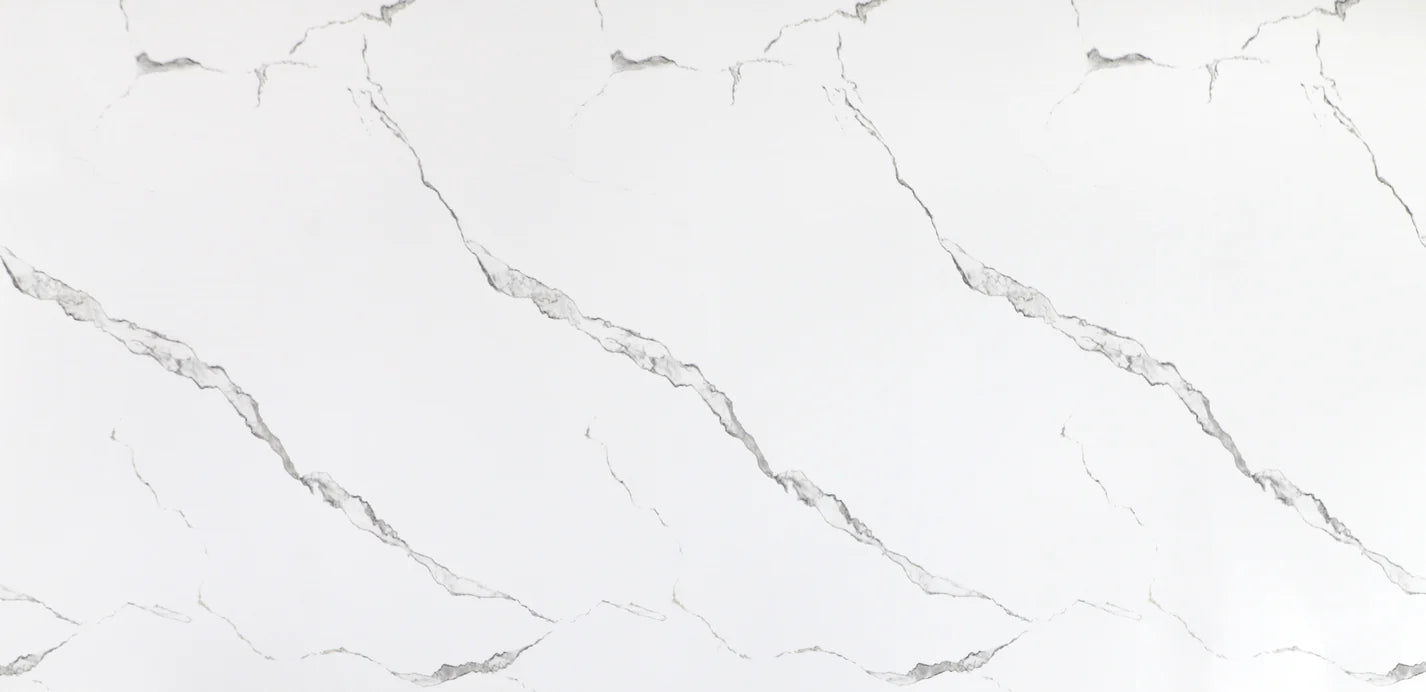 Calacatta Manhattan - White Marble Bamboo Veneer Panels with Gray Veins - 8x4 Feet