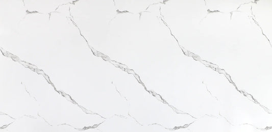 Calacatta Manhattan - White Marble Bamboo Veneer Panels with Gray Veins - 8x4 Feet