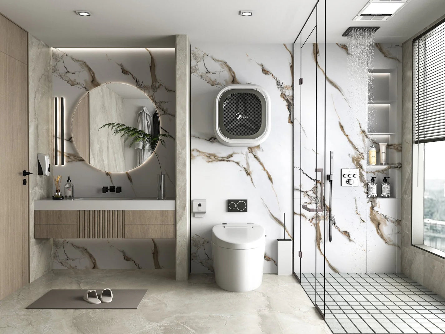 Calacatta Oro Gold - White Marble Bamboo Veneer Panels with Gray/Brown/Gold Veins - 8x4 Feet