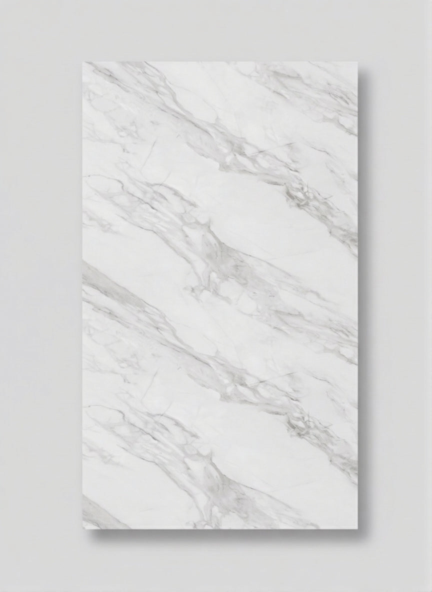 Statuario Venato - Marble Bamboo Veneer Panels with Gray Veins - 8x4 Feet