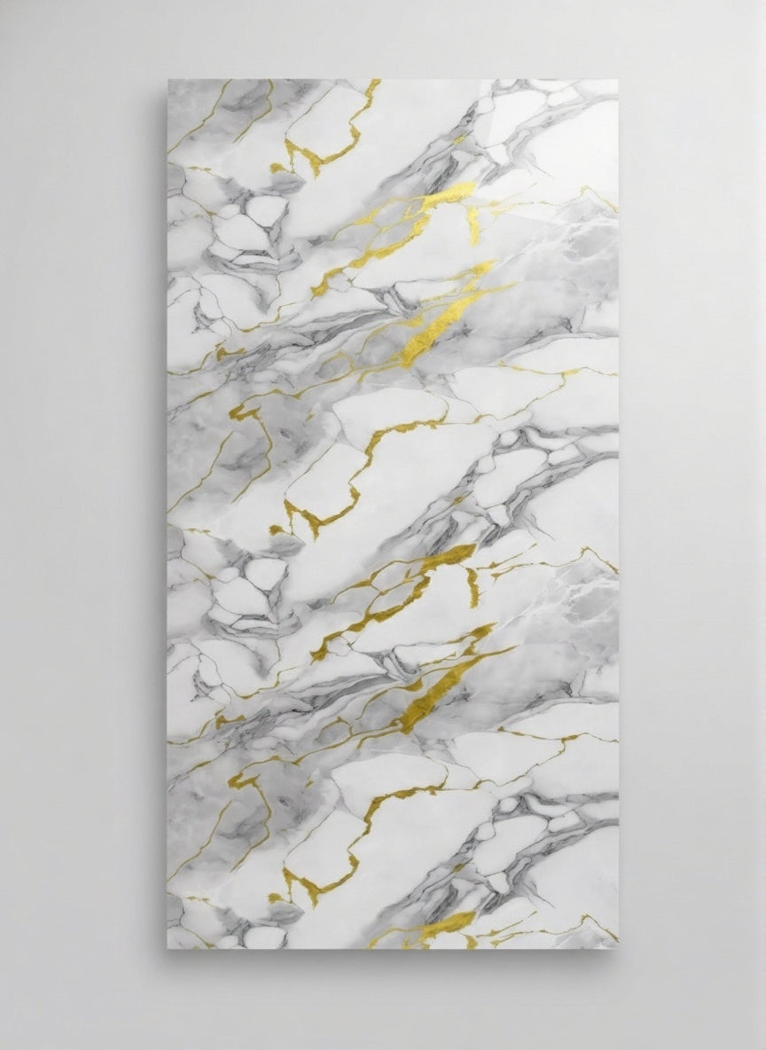 Covelano Luxe Gold - Marble Bamboo Veneer Panels with Gray/Gold Veins - 8x4 Feet