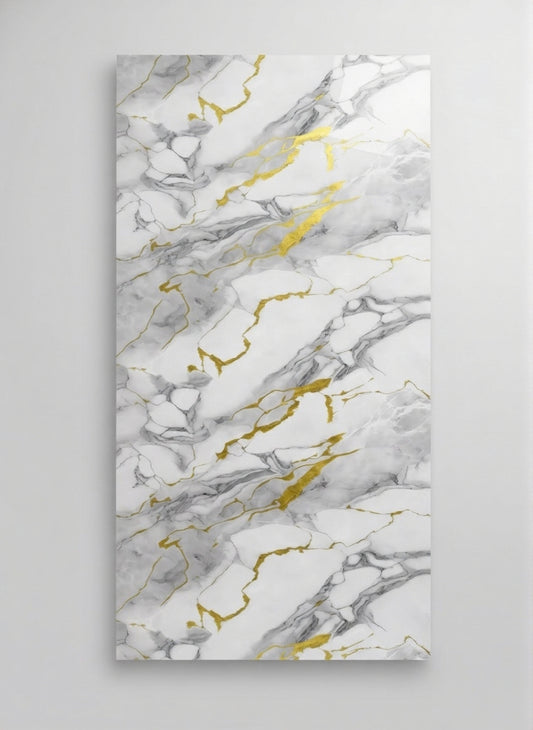 Covelano Luxe Gold - Marble Bamboo Veneer Panels with Gray/Gold Veins - 8x4 Feet