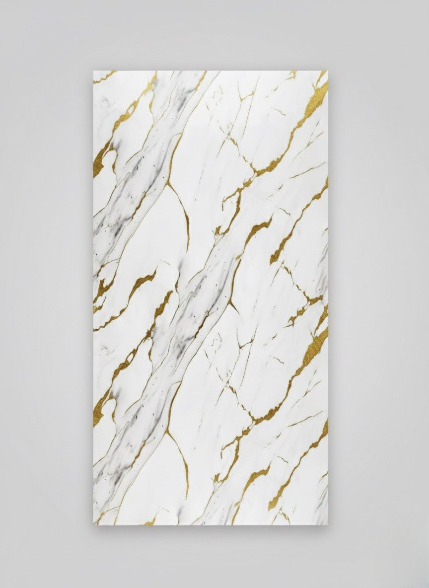 Calacatta Luxe Gold - Marble Bamboo Veneer Panels with Gray/Gold Veins - 8x4 Feet