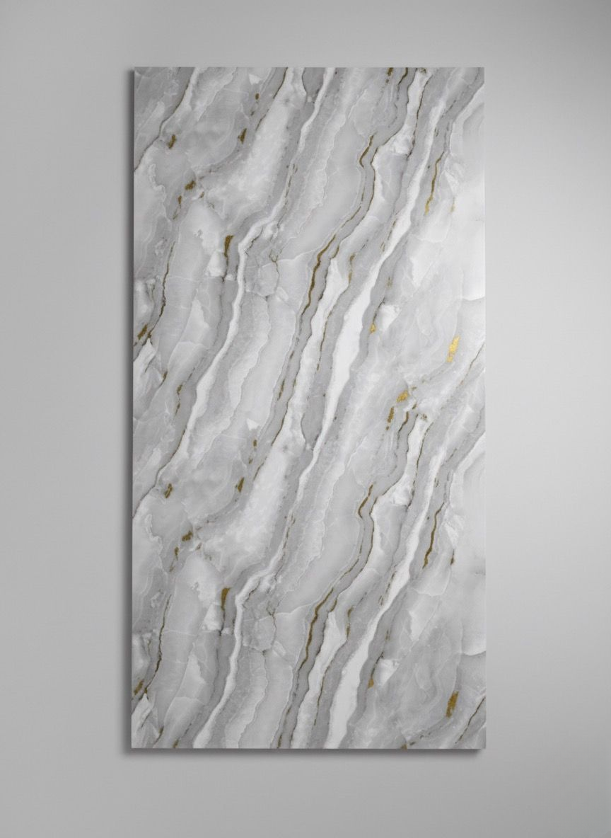 Cloud Agate - Marble Bamboo Veneer Panels with Gray Veins - 8x4 Feet