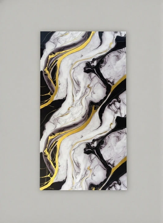 Calacatta Gold Vortex - Marble Bamboo Veneer Panels with Gray/Gold Veins - 8x4 Feet