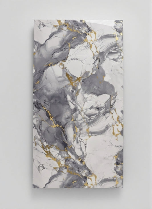 Statuario Gold - White Marble Bamboo Veneer Panels with Gray Veins - 8x4 Feet