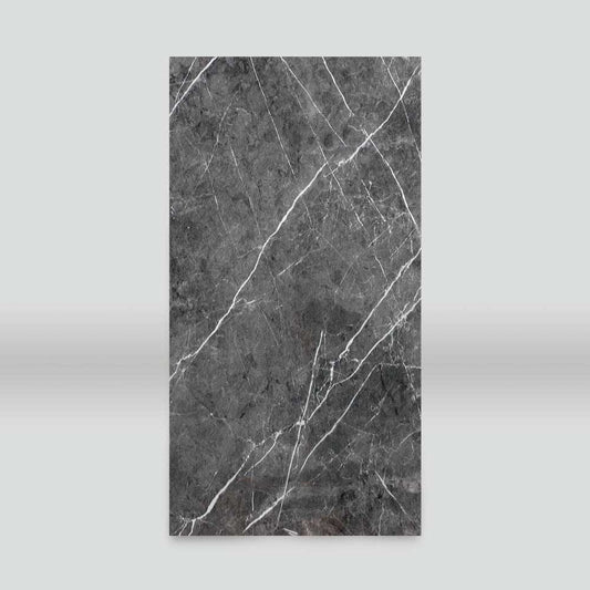 Black Marquina Marble Bamboo Veneer Panels with White Veins - 8x4 Feet